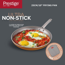 Prestige Ultra 25Cm/10 Inch, Frypan With Pan Holder, Orange, PR22607