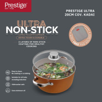 Prestige Ultra 20Cm/2.8 Liters, Casserole With Glass Lid And Pan Holder, Orange, PR22600