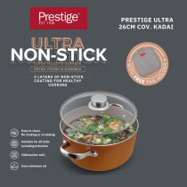 Prestige Ultra 26Cm/6.2 Liters, Stockpot With Glass Lid And Pan Holder, Orange, PR22602