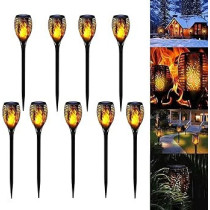Yu Well Pack Of 9 Solar Flickering Flame Torch Light Small Led Waterproof Torch Light For Garden Lawn, Halloween, Outdoor Decor, 51Cm