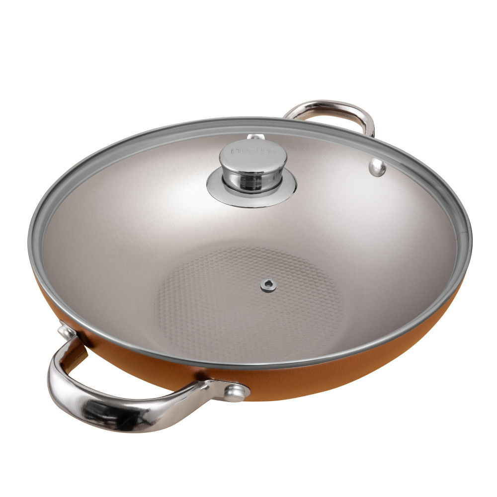 Prestige Ultra 28Cm Kadai With Glass Lid And Pan Holder, Orange, PR22605