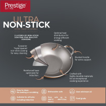 Prestige Ultra 28Cm Kadai With Glass Lid And Pan Holder, Orange, PR22605