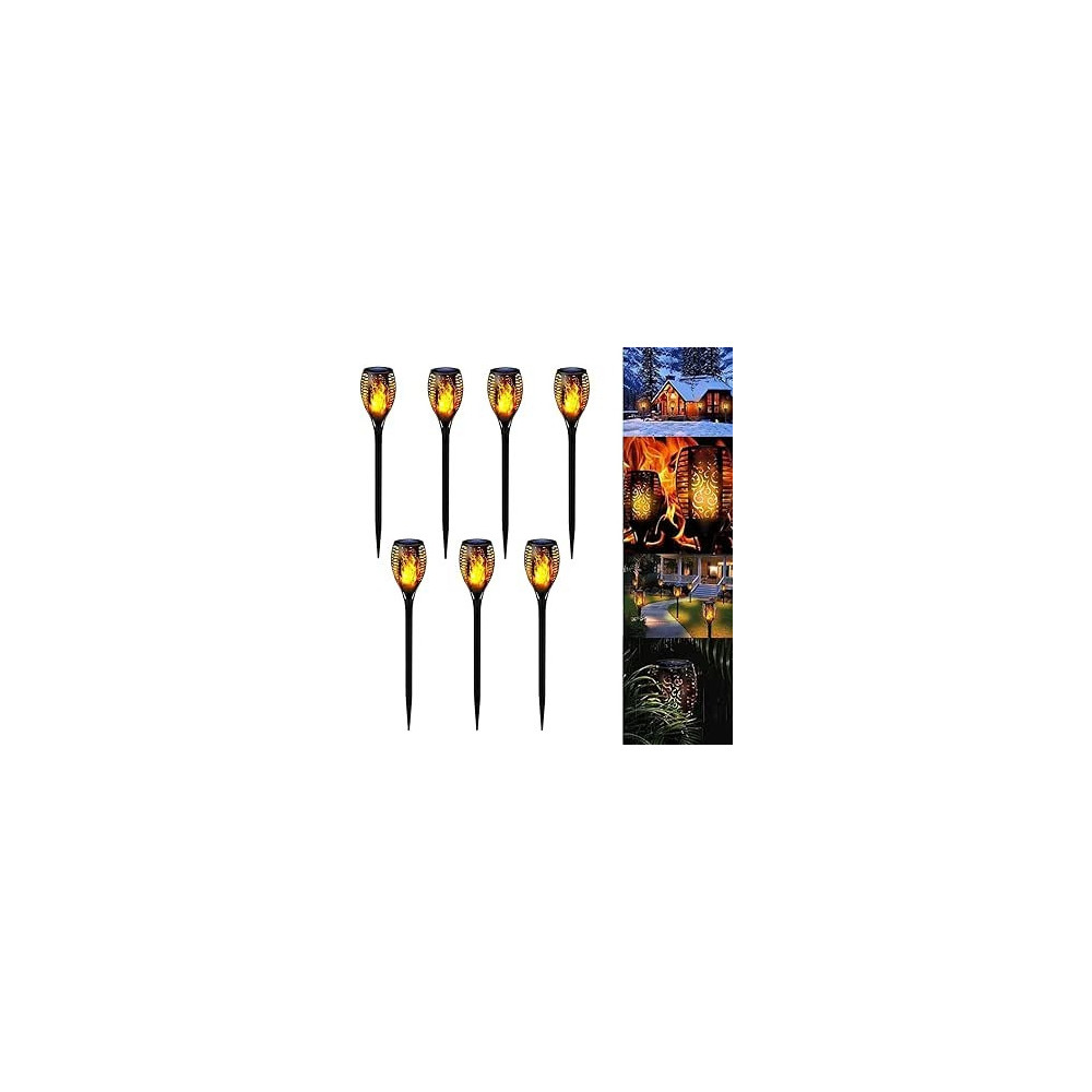Yu Well Pack Of 7 Solar Flickering Flame Torch Light Led, Waterproof Torch Light For Garden Lawn, Halloween Outdoor Decor, 51Cm