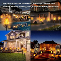 Yu Well Pack Of 7 Solar Flickering Flame Torch Light Led, Waterproof Torch Light For Garden Lawn, Halloween Outdoor Decor, 51Cm