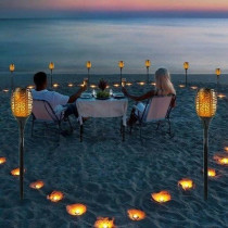 Yu Well Pack Of 7 Solar Flickering Flame Torch Light Led, Waterproof Torch Light For Garden Lawn, Halloween Outdoor Decor, 51Cm