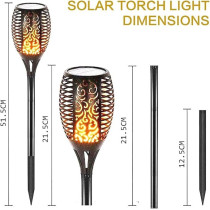 Yu Well Pack Of 3 Solar Flickering Flame Torch Light Led, Waterproof Torch Light For Garden Lawn, Halloween Outdoor Decor, 51Cm