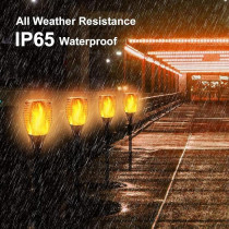 Yu Well Pack Of 3 Solar Flickering Flame Torch Light Led, Waterproof Torch Light For Garden Lawn, Halloween Outdoor Decor, 51Cm