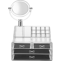 Yu Well Makeup Organizer With Mirror Clear Display Acrylic Vanity And Bathroom Organizer For Skincare, Perfume, Cosmetic, Beauty, Make Up And Essential Oil Products