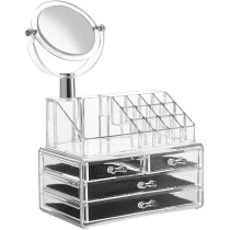 Yu Well Makeup Organizer With Mirror Clear Display Acrylic Vanity And Bathroom Organizer For Skincare, Perfume, Cosmetic, Beauty, Make Up And Essential Oil Products