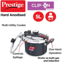Prestige Svachh Clip-on 5 Litre Hard Anodised Pressure Cooker, Black, MPCHA20242