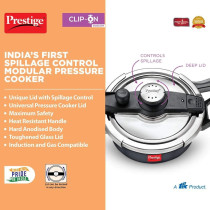 Prestige Svachh Clip-on 5 Litre Hard Anodised Pressure Cooker, Black, MPCHA20242