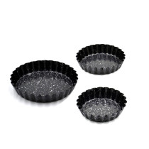 Prestige Granite 3 Pieces, Multipurpose Tart Pan Set, Black, PR48787