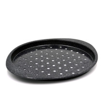 Prestige Granite 12-Inch Pizza Crisper Pan with Carbon Steel Coating for Home Oven Baking | Premium Quality Non-Stick Pizza Tray, Black, PR48777