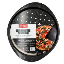 Prestige Granite 12-Inch Pizza Crisper Pan with Carbon Steel Coating for Home Oven Baking | Premium Quality Non-Stick Pizza Tray, Black, PR48777
