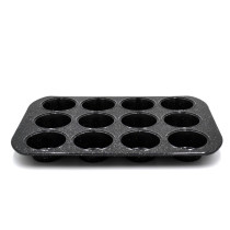Prestige Granite Deep Muffin Tray Non-Stick 12-Cup Muffin Pans Tin - Carbon Steel Baking Tray for Cupcakes, Black, PR48754