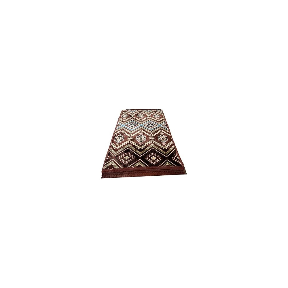 Yu Well Embossed Prayer Mat Anti-Slip Padded Velvet Top Prayer Rug For Men Women And Children, Large Size 110 x 70 cm, Brown Pattern