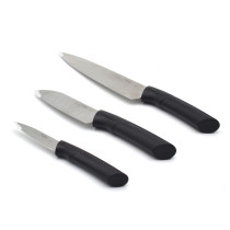 Prestige 3 Piece Knife Set, Stainless Steel Blades Essential Kitchen Knives for Precision Cutting and Chopping, Black