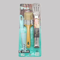Yu Well Barbecue Kit 4 Pack, Brushed Stainless Steel Tongs And 2 Brushes With Soft Grip Handles, Barbeque Grill Accessories And Cooking Utensils Set
