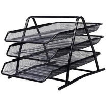 Yu Well Metal Paper Tray Mesh Document Tray For Desk Accessories Office Supplies Files And More Space Saving With 3 Tiers Durable Office Desk Organizer With Sliding Trays Durable, Black