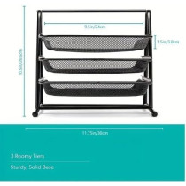 Yu Well Metal Paper Tray Mesh Document Tray For Desk Accessories Office Supplies Files And More Space Saving With 3 Tiers Durable Office Desk Organizer With Sliding Trays Durable, Black