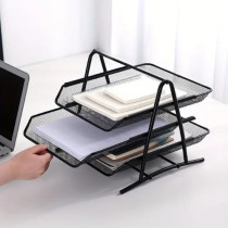 Yu Well Metal Paper Tray Mesh Document Tray For Desk Accessories Office Supplies Files And More Space Saving With 3 Tiers Durable Office Desk Organizer With Sliding Trays Durable, Black