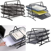 Yu Well Metal Paper Tray Mesh Document Tray For Desk Accessories Office Supplies Files And More Space Saving With 3 Tiers Durable Office Desk Organizer With Sliding Trays Durable, Black