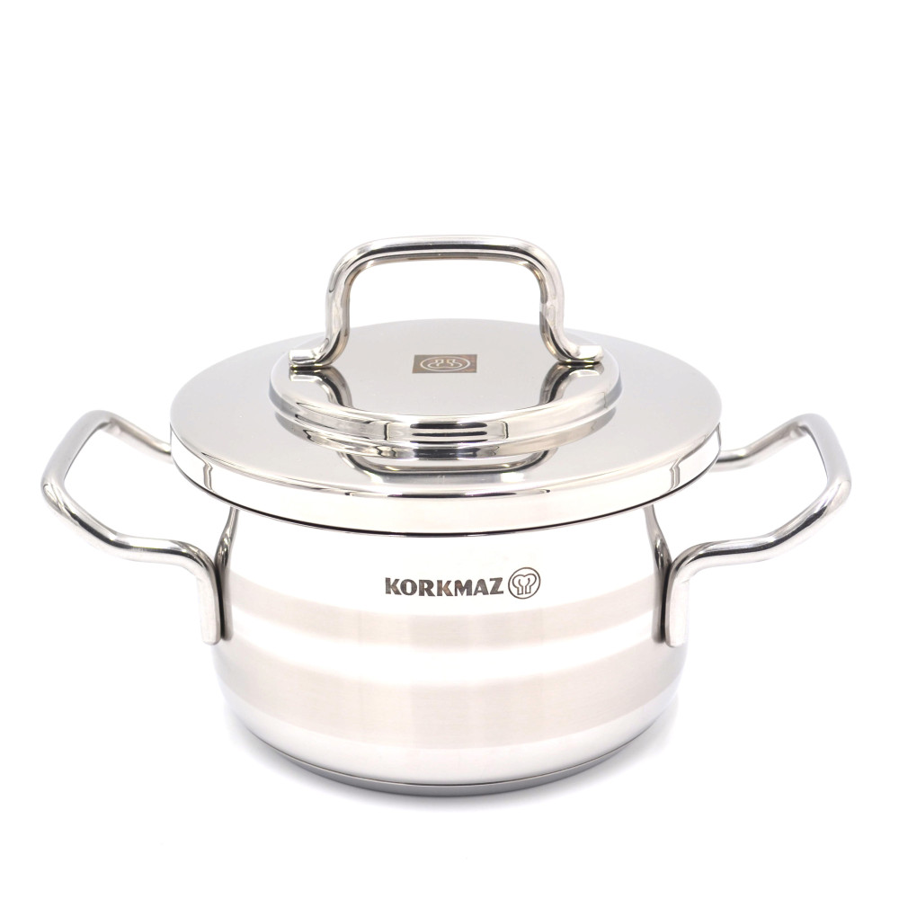 Korkmaz Astra Stainless Steel Pot, 16 cm Size, 2 Liter Capacity, Silver, KA2021