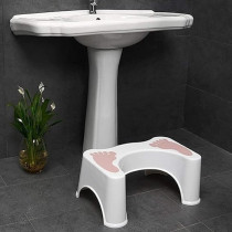 Yu Well Non Slip Bathroom Toilet Stool Toilet Foot Stool For Better Bowel Movement, White And Pink, 1