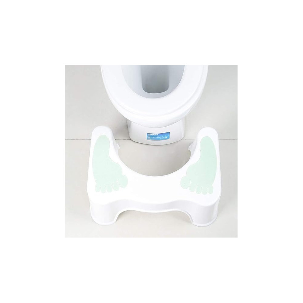 Yu Well Non Slip Bathroom Toilet Stool Toilet Foot Stool For Better Bowel Movement, White And Green, 1
