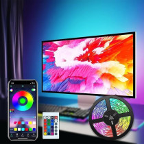 Yu Well 5M RGB LED Strip Light With App And Remote-Control Function For Home Living Bedroom Decoration, Music Sync, Colour Changing Sequence For Mood Creation LED Strip Light, 5M, RGB Plus Remote Plus App