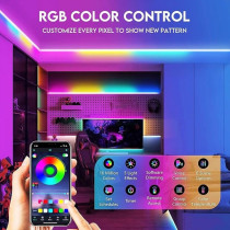 Yu Well 5M RGB LED Strip Light With App And Remote-Control Function For Home Living Bedroom Decoration, Music Sync, Colour Changing Sequence For Mood Creation LED Strip Light, 5M, RGB Plus Remote Plus App