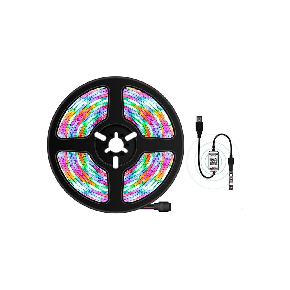 Yu Well 10M RGB LED Strip Light With Bluetooth App Control Function For Home Living Bedroom Decoration, Music Sync, Color Changing Sequence For Mood Creation LED Strip Light, 10M, RGB Plus App Ctrl