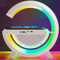Yu Well LED Wireless Charger Lamp With Bluetooth Speaker And Fm Radio Light Up Wireless Speaker Intelligent LED Table Lamp Color Changing Bedside Table Light For Home And Bedroom Decor, Model-1
