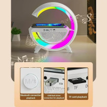 Yu Well LED Wireless Charger Lamp With Bluetooth Speaker And Fm Radio Light Up Wireless Speaker Intelligent LED Table Lamp Color Changing Bedside Table Light For Home And Bedroom Decor, Model-1
