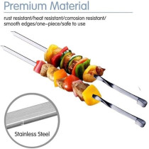 Yu Well Pack Of 6 Barbecue Skewers,Stainless Steel Kebab Skewers, Flat Grill Kabob Skewers, 60 Cm Long Skewers, Meat Skewers For Barbecue, Cocktail, Party Essentials