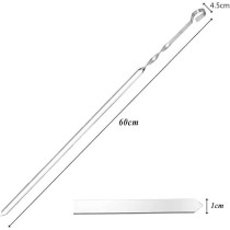 Yu Well Pack Of 6 Barbecue Skewers,Stainless Steel Kebab Skewers, Flat Grill Kabob Skewers, 60 Cm Long Skewers, Meat Skewers For Barbecue, Cocktail, Party Essentials