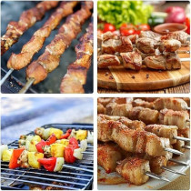 Yu Well Pack Of 6 Barbecue Skewers,Stainless Steel Kebab Skewers, Flat Grill Kabob Skewers, 60 Cm Long Skewers, Meat Skewers For Barbecue, Cocktail, Party Essentials