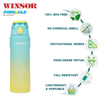 Winsor Pinnacle Wave Hydration Bottle 750Ml, Leak-Proof Water Bottle with Protein Shaker Ideal for Gym, School, and Outdoor Sports, Blue/Yellow, WPHY-B-1013