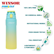 Winsor Pinnacle Wave Hydration Bottle 1000 Ml, Leak-Proof Water Bottle with Protein Shaker Ideal for Gym, School, and Outdoor Sports, Blue/Yellow, WPHY-B-1016