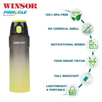 Winsor Pinnacle Wave Hydration Bottle 1000 Ml, Leak-Proof Water Bottle with Protein Shaker Ideal for Gym, School, and Outdoor Sports, Black/Yellow, WPHY-BL-1018