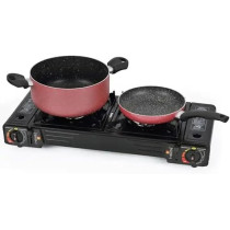 Yu Well Portable Camping Stove, Butane Gas Stove With Carrying Case For Cooking, Picnics, Hiking, Bbq Grilling, Stainless Steel, Dual Burner