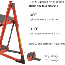 Yu Well Folding Heavy Duty Steel Ladder 150 Kg Capacity, Rubber Pad Multi-Purpose Portable Ladder For Home, Kitchen, Garden, Office, Warehouse, Red, 5 Step