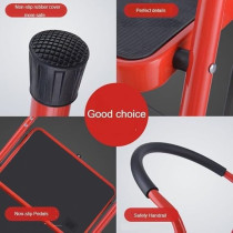 Yu Well Folding Heavy Duty Steel Ladder 150 Kg Capacity, Rubber Pad Multi-Purpose Portable Ladder For Home, Kitchen, Garden, Office, Warehouse, Red, 3 Step