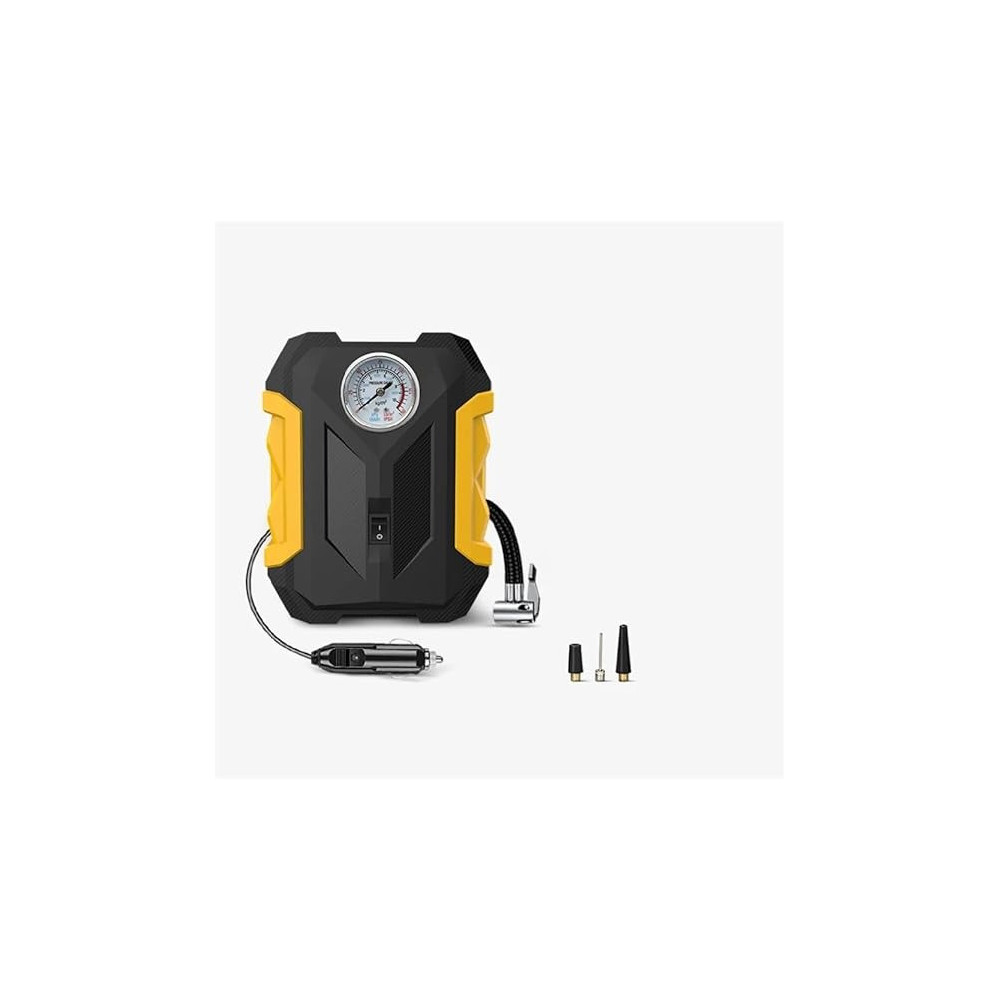 Yu Well Portable Tire Inflator Long Cable For Car, Bicycle, Motorcycle, Air Boat And Other Inflatables, Gauge