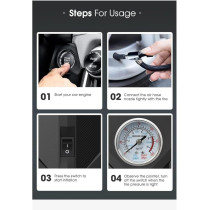 Yu Well Portable Tire Inflator Long Cable For Car, Bicycle, Motorcycle, Air Boat And Other Inflatables, Gauge