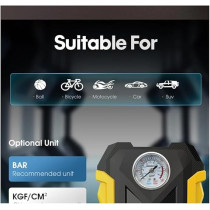 Yu Well Portable Tire Inflator Long Cable For Car, Bicycle, Motorcycle, Air Boat And Other Inflatables, Gauge