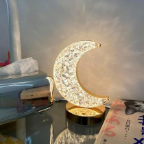 Yu Well Crystal Table Lamp Smart Touch 3 Color Changing Desk Lamp For Ramadan Christmas Festival Home Decoration, Ramadan Moon