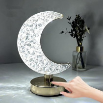 Yu Well Crystal Table Lamp Smart Touch 3 Color Changing Desk Lamp For Ramadan Christmas Festival Home Decoration, Ramadan Moon
