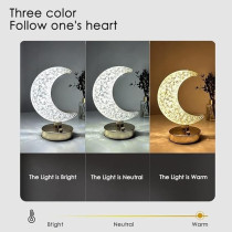 Yu Well Crystal Table Lamp Smart Touch 3 Color Changing Desk Lamp For Ramadan Christmas Festival Home Decoration, Ramadan Moon