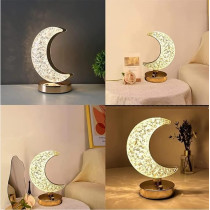 Yu Well Crystal Table Lamp Smart Touch 3 Color Changing Desk Lamp For Ramadan Christmas Festival Home Decoration, Ramadan Moon